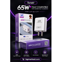 آداپتور 65 وات برند تونک به همراه کابل Type-c مدل C21 65 W